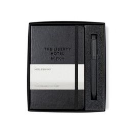 Custom Moleskine Medium Notebook and GO Pen Gift Set - Black