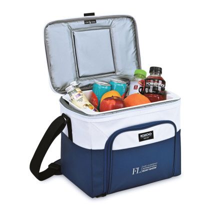 Custom Igloo Seadrift Hard Lined Cooler - Navy-White - Top Fully Open