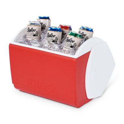 Custom Igloo Playmate Elite 16 Qt Cooler - White-Red Star - Open/Storage