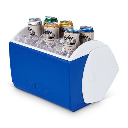 Custom Igloo Playmate Elite 16 Qt Cooler - White-Majestic Blue - Open/Storage