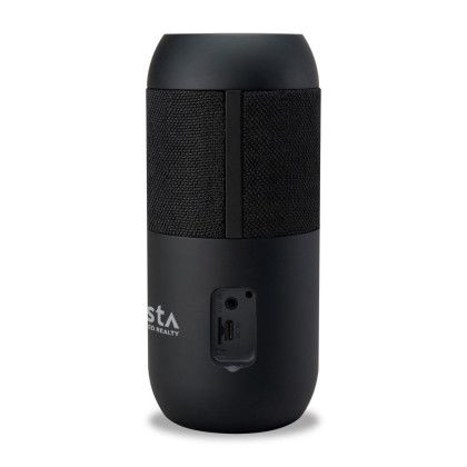 Custom iLive Indoor and Outdoor Bluetooth Solar Speakers - Black - Side View with Ports Exposed