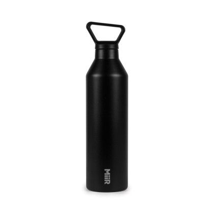 Custom MiiR Vacuum Insulated Bottle - 23 Oz. - Black Powder - Back View with MiiR Logo