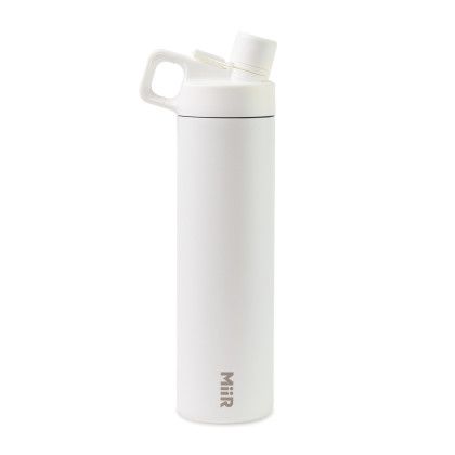 Custom MiiR Vacuum Insulated Wide Mouth Hatchback Chug Lid Bottle - 20 Oz. - White Powder - Back View with MiiR Logo