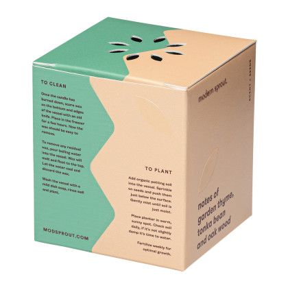 Custom Modern Sprout Rooted Candle - Dark Teal/Thyme - Back of Box