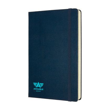 Custom Moleskine Hard Cover Ruled Large Expanded Notebook - Sapphire Blue - Side View