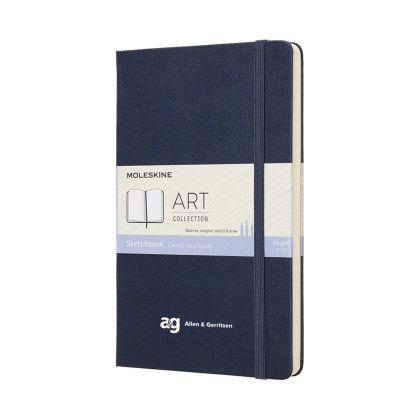 Custom Moleskine Hard Cover Large Sketchbook - Sapphire Blue - Side View
