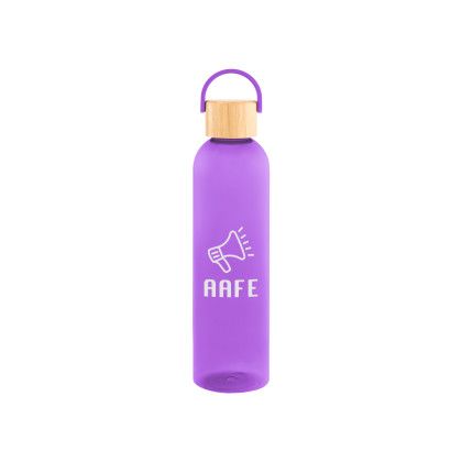 Custom 32 Oz. Jeffrey RPET Bottle With Bamboo Lid And Easy Carry Handle - Translucent Purple