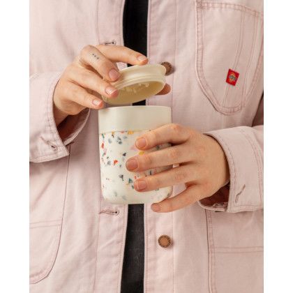 Custom W&P Porter Mug - 12 Oz. - Cream Terrazzo - In Use