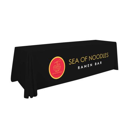 Custom Standard Full Color 8' Table Throw -  Black