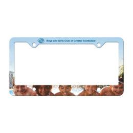 Custom License Frame 6 3/8" x 12 3/8" Large Bottom Panel 4 Holes White Full Color