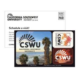 Custom Postcard Sticker 3 Rectangles 3 5/8" x 6" White Vinyl Full Color