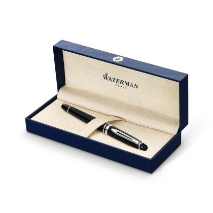 Custom Waterman Expert Rollerball - Black - Silver Trim - In Box Custom Waterman Expert Rollerball - Black - Silver Trim - In Box