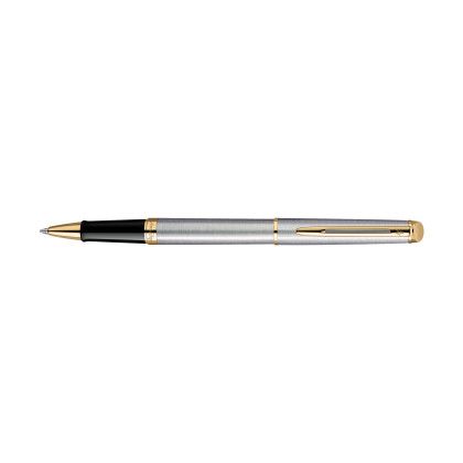 Custom Waterman Hemisphere Rollerball - Stainless Steel - Gold Trim - Side View