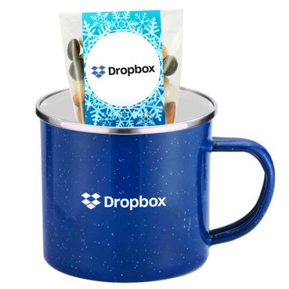 Custom 16 Oz. Specked Camping Mug Gift Set w/ Espresso Mix - Royal Blue