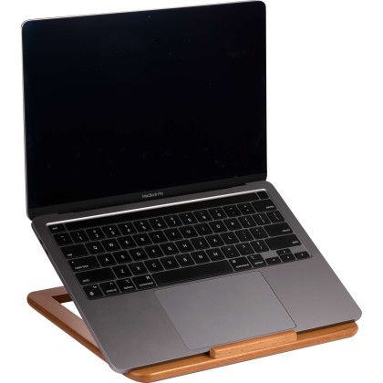 Custom Desk Sense FSC-Certified Wood Laptop Stand - In Use - Front View