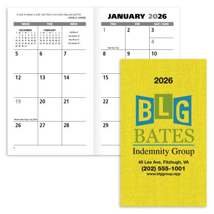 Promotional Monthly Planner with Bold Color Cover and Imprint Yellow