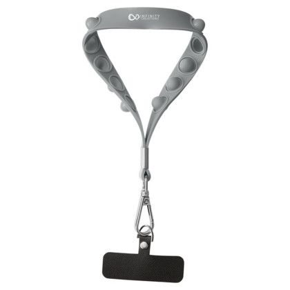 Custom Push Pop Wrist Strap Keychain With Phone Holder - Gray