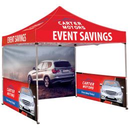 Custom 10' Square Tent w/ 1 Full Double Sided Wall & Two Half Walls