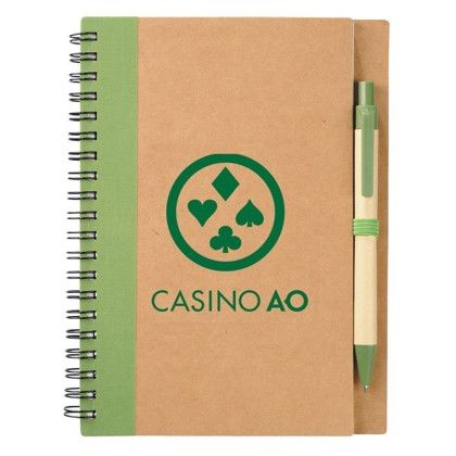 The Eco Custom Spiral Notebook & Pen - Green The Eco Custom Spiral Notebook & Pen - Green