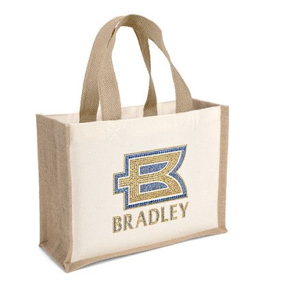 Custom Reyna Natural Jute Tote 12 x 9 - Sparkle Print