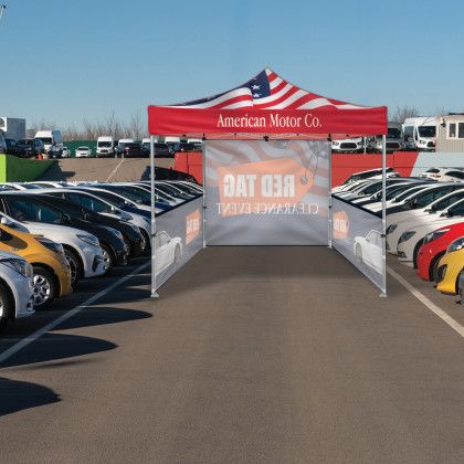 Custom 10' Heavy Duty Tent with One Full Wall & Two Half Walls - In Use