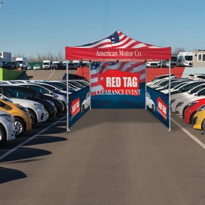 Custom 10' Heavy Duty Tent with One Full Double Sided Wall & Two Double Sided Half Walls - In Use