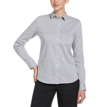 Custom Women's Mini Grid Woven Shirt - Classic Navy/White