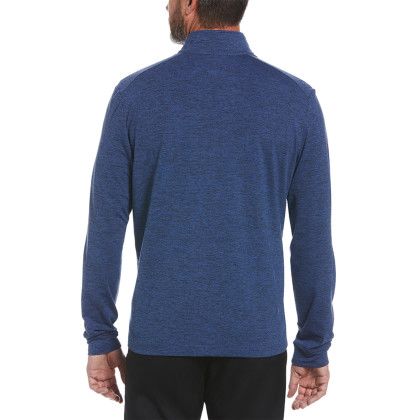 Custom Men's 1/4 Zip Pullover - Peacoat Navy Heather - Back