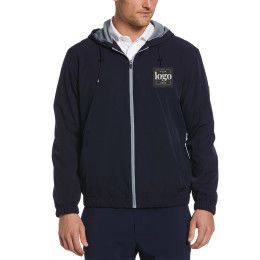 Custom Full Zip Hooded Wind Jacket - Peacoat Navy