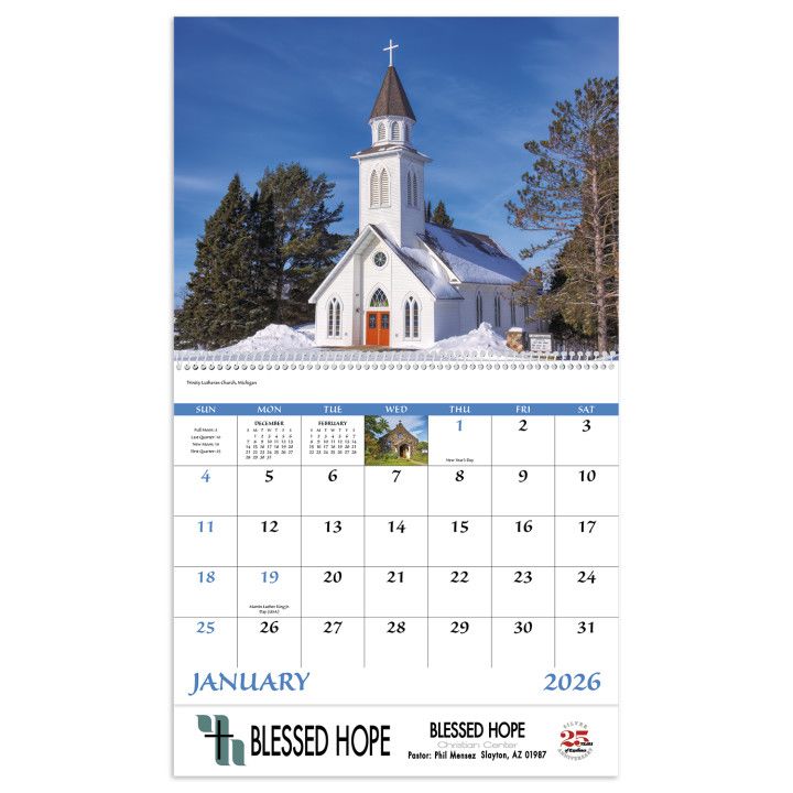 Custom Scenic Churches Spiral Calendar