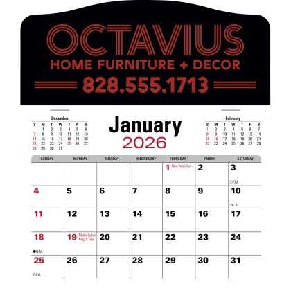 Custom Press-N-Stick Jumbo Header With 3-Month Calendar (12-Months)