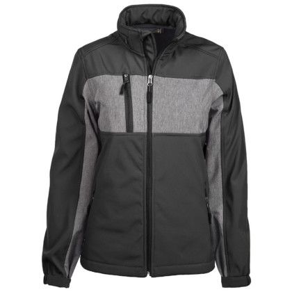 Custom Women's Zephyr Softshell Jacket w/Heather Accents - Black/Heather