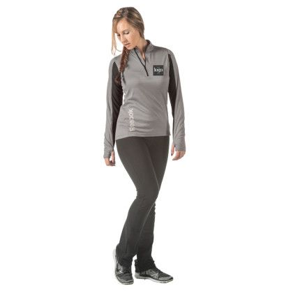 Custom Women's Reebok 1/4 Zip Crossover Heather Pullover Jacket