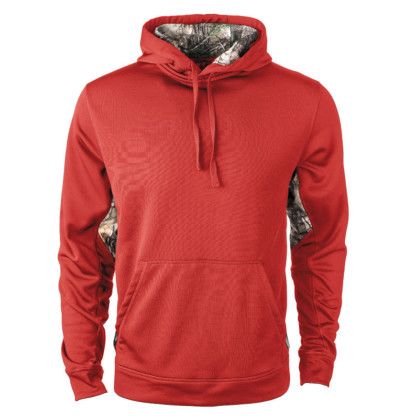 Custom Ranger Fleece Pullover Hoodie w/Camo Accent - Red/Realtree