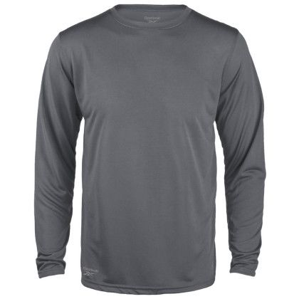 Custom Reebok Pacer Long Sleeve Performance Tee Shirt - Charcoal