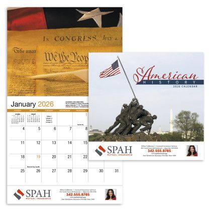 Custom American History Appointment Calendar - Stapled