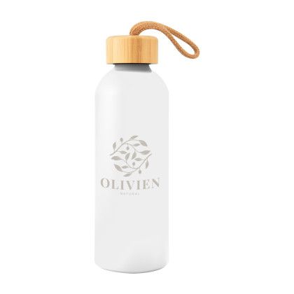 Custom 25 Oz. Blaire Recycled Aluminum Bottle With Bamboo Lid - White