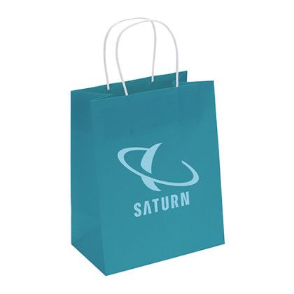 Custom Brite Mini Shopper Bag - Foil Print - Teal