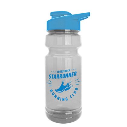 The Trainer - Custom 24 oz. Clear Sports Bottle with Drink Thru Lid - Cyan Lid