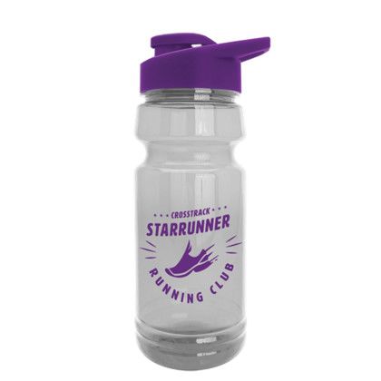 The Trainer - Custom 24 oz. Clear Sports Bottle with Drink Thru Lid - Violet Lid