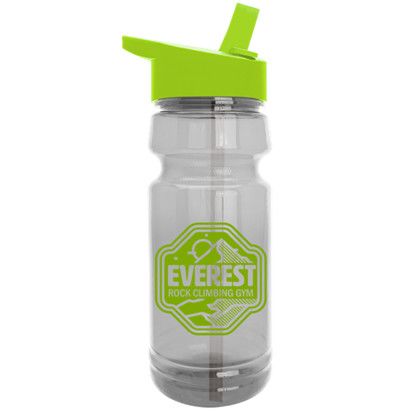 The Trainer - Custom 24 oz. Clear Sports Bottle with Flip Straw Lid - Lime Green Lid