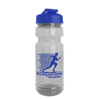 The Trainer - Custom 24 oz. Clear Sports Bottle with USA Flip Lid - Royal Blue Lid The Trainer - Custom 24 oz. Clear Sports Bottle with USA Flip Lid - Royal Blue Lid