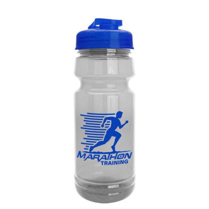 The Trainer - Custom 24 oz. Clear Sports Bottle with USA Flip Lid - Translucent Blue Lid The Trainer - Custom 24 oz. Clear Sports Bottle with USA Flip Lid - Translucent Blue Lid