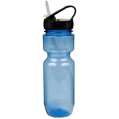 Custom 22 oz Translucent Bike Bottle with Sport Sip Lid & Straw - Translucent Blue