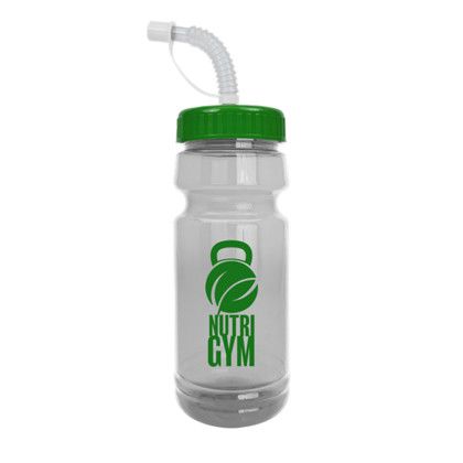 The Custom Backer - 24 oz. Transparent Water Bottle with Straw Lid - Green Lid
