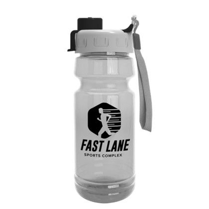 The Custom Backer - 24 oz. Transparent Water Bottle with Quick Snap Lid - Gray with Black
