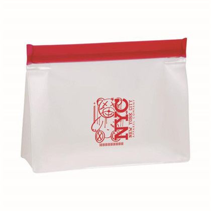 Custom PEVA Reusable Zip Lock Storage Bag With Gusset - Red