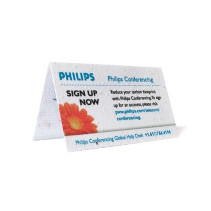 Custom Seed Paper Tent Business Cards - Perforated Double-Panel - White