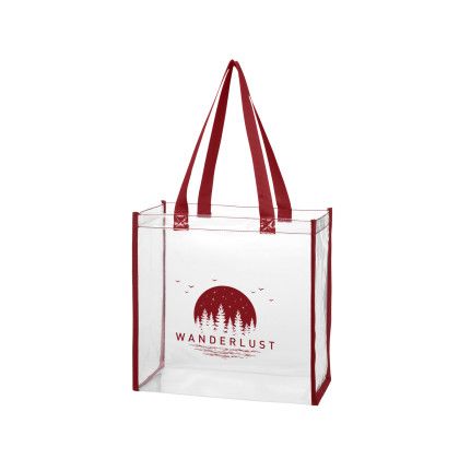 Custom Clear EVA Tote Bag - Clear with Maroon