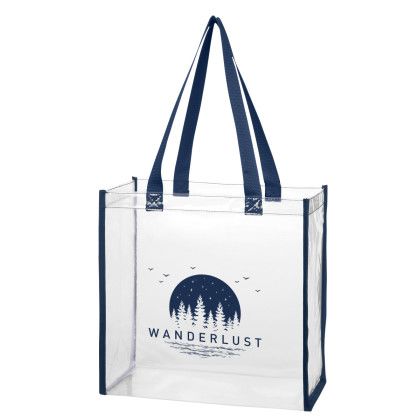 Custom Clear EVA Tote Bag - Clear with Navy